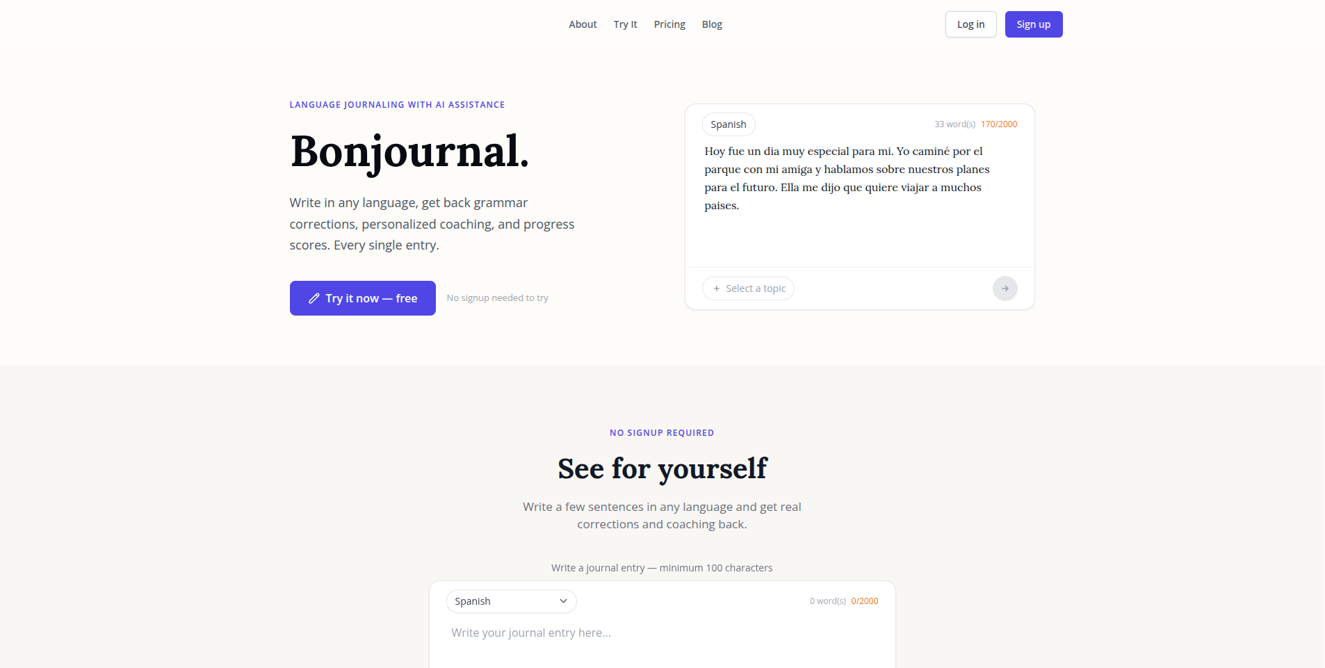 Bonjournal screenshot and logo